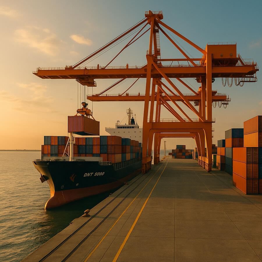 Port Vietnam Golden Hour at the Shipping Port